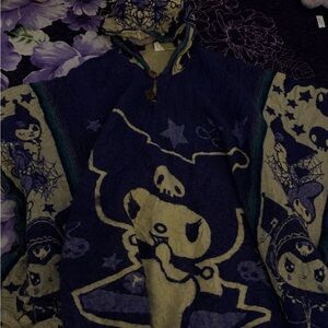 Kurumi Poncho Navy and Beige